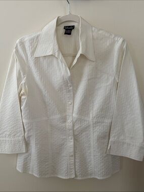 Rafaella Cream Textured Button-Up Blouse